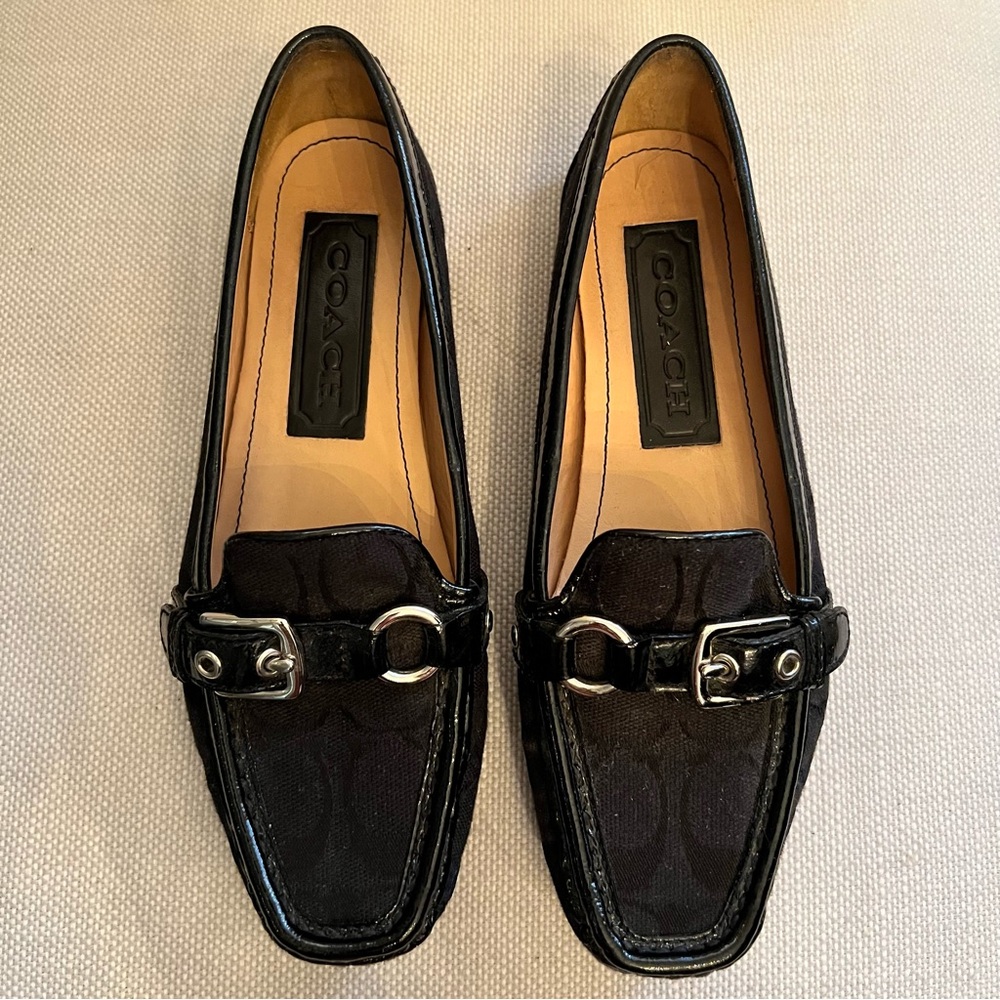 COACH Stacie Signature Jacquard Buckle Loafers Black Women’s 6 New No Box